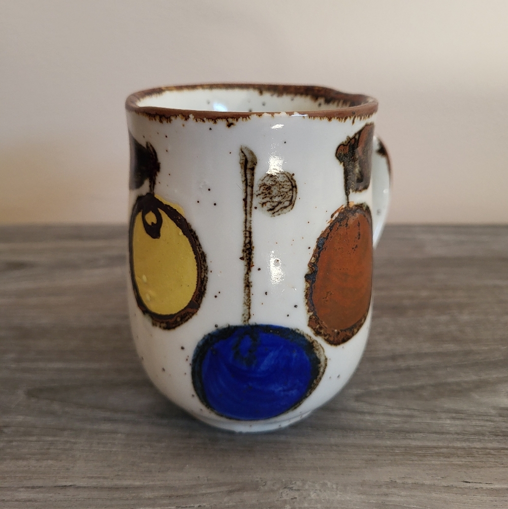 Vintage Otagiri Style Japanese Stoneware Mug Hand Painted 1970s